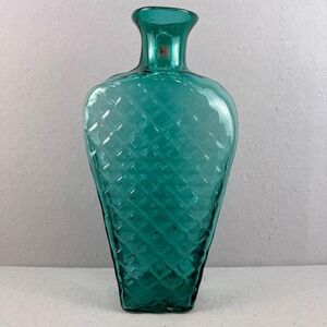 Massive 17" Blenko 9102L Antique Green Glass Diamond Point Floor Vase Hank Adams